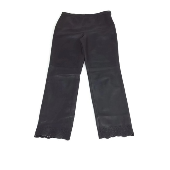 S5A Saks Fifth Avenue HOT Black LEATHER Pants SZ 6 - Picture 3 of 8